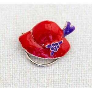 Vintage Red Hat Lady Brooch - Y1